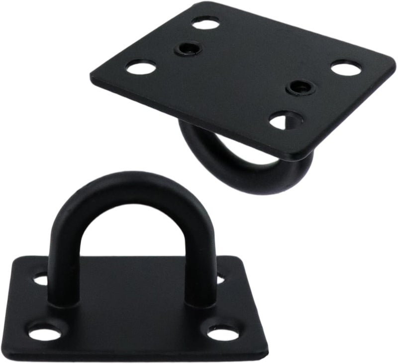 Dnyta 12Pcs Stainless Steel Ceiling Hook Pad Eye Plate Wall Mount Ring Hooks, Marine Hardware Hooks with Screws for Swing Hanging, Wall/Ceiling Mount, Outdoor or Indoor Activity (Medium, Black) - Image 4